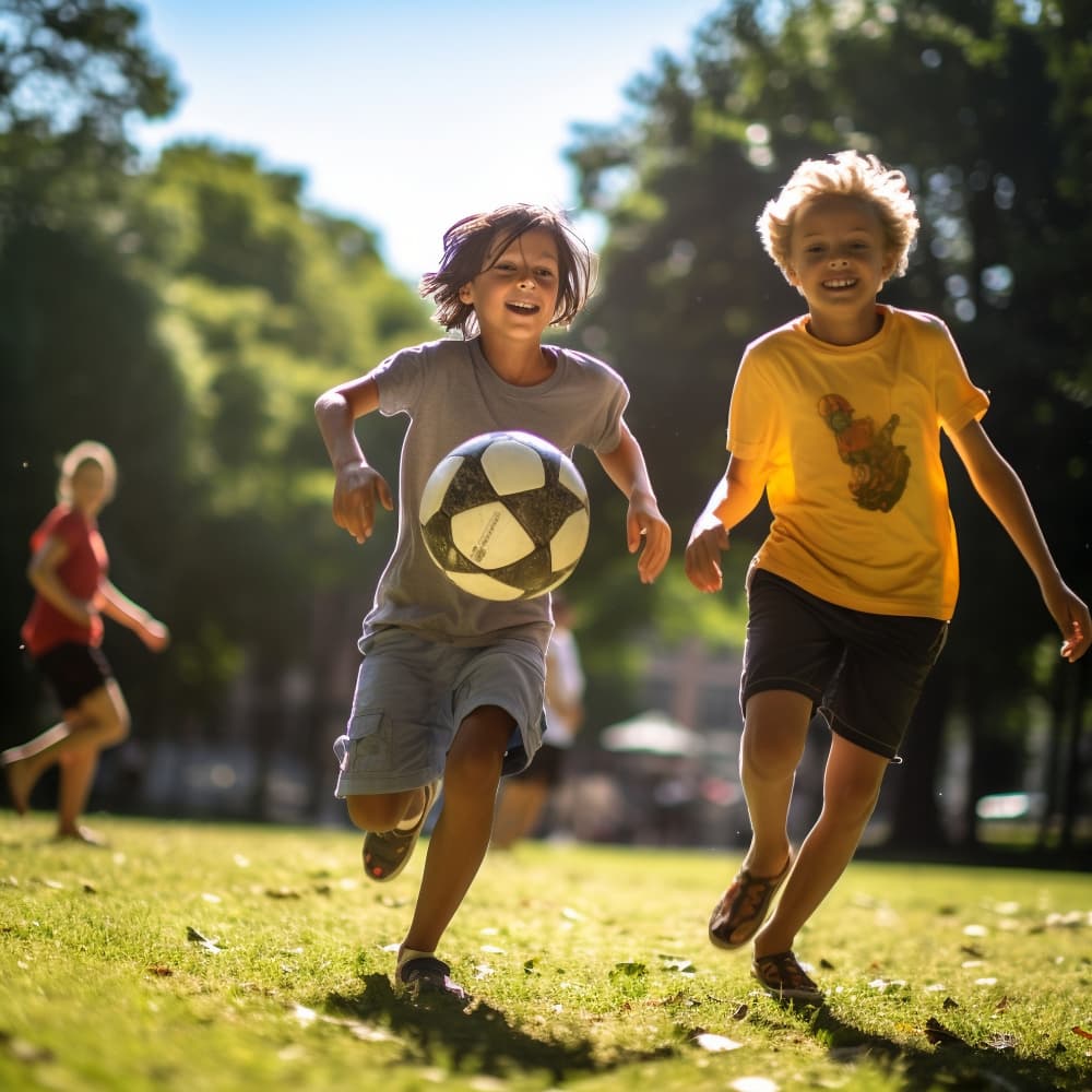 Niños jugando al fútbol