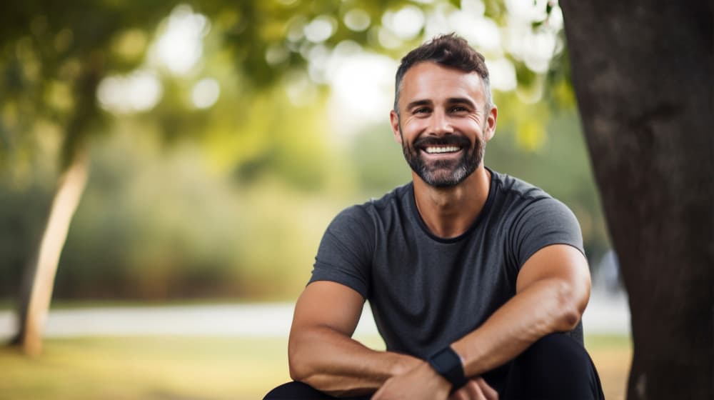 Hombre de mediana edad disfrutando